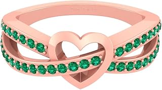 Solid 925 Sterling Silver Round Cut 0.44TCW Green Synthetic Emerald Infinity Heart Wedding Ring