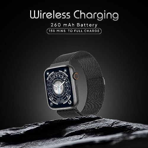 Image of Fire-Boltt Vogue Large 2.05 inch Display Smart Watch, Always On Display, Wireless Charging, App Based GPS with Bluetooth Calling & 500+ Watch Faces (Steel Black)