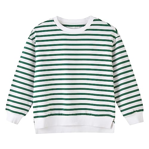 Kids Sweatshirts Soft Cotton Warm Crewneck Cartoon Striped Long Sleeve Pullover Sweatshirts for Boys Girls