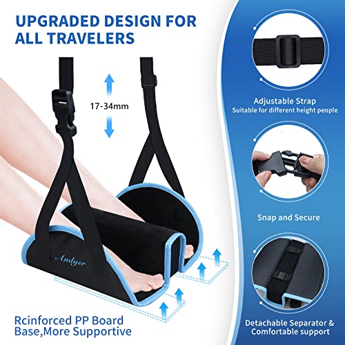 Upgraded Airplane Footrest (Memory Foam) - Andyer 2 In 1 Airplane Foot Hammock For Airplane Travel Accessories - No Clashing Plane Foot Rest Travel Leg Rest To Reduce Swelling And Soreness (Black) #TOP5