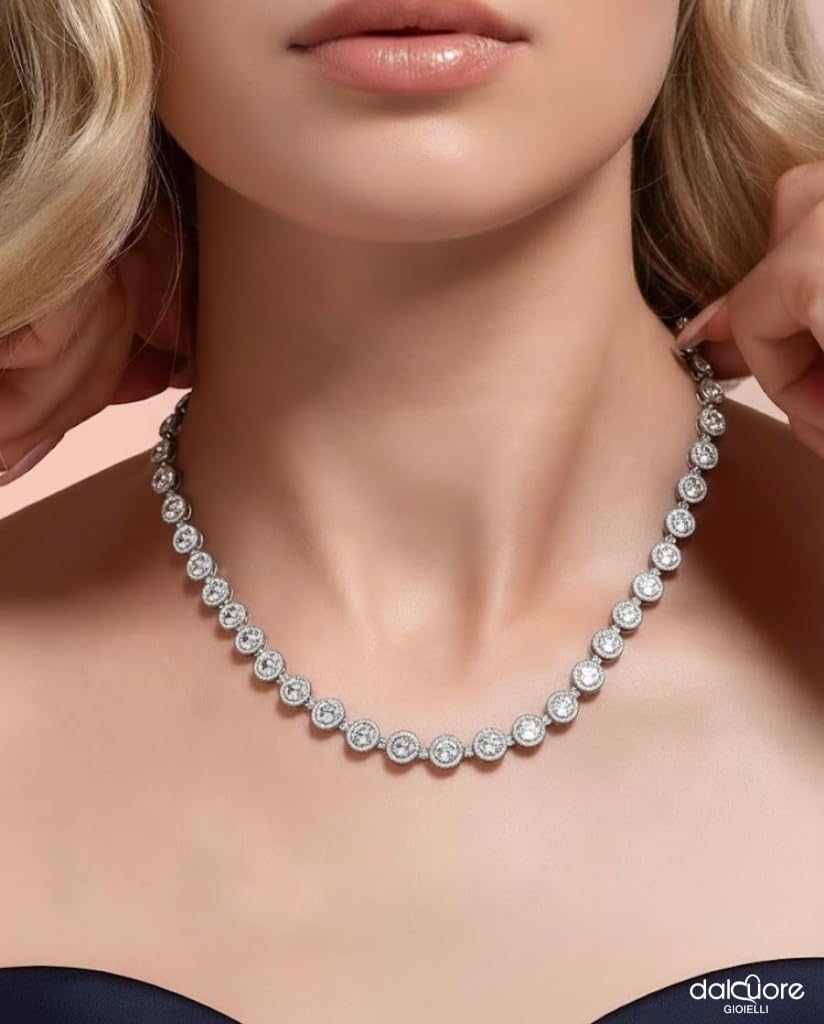Collana Tennis Donna Regalo Elegante in Acciaio Inossidabile con Zirconi Brillanti, Regolabile 37-46 cm – Gioiello Perfetto per Natale o Anniversario
