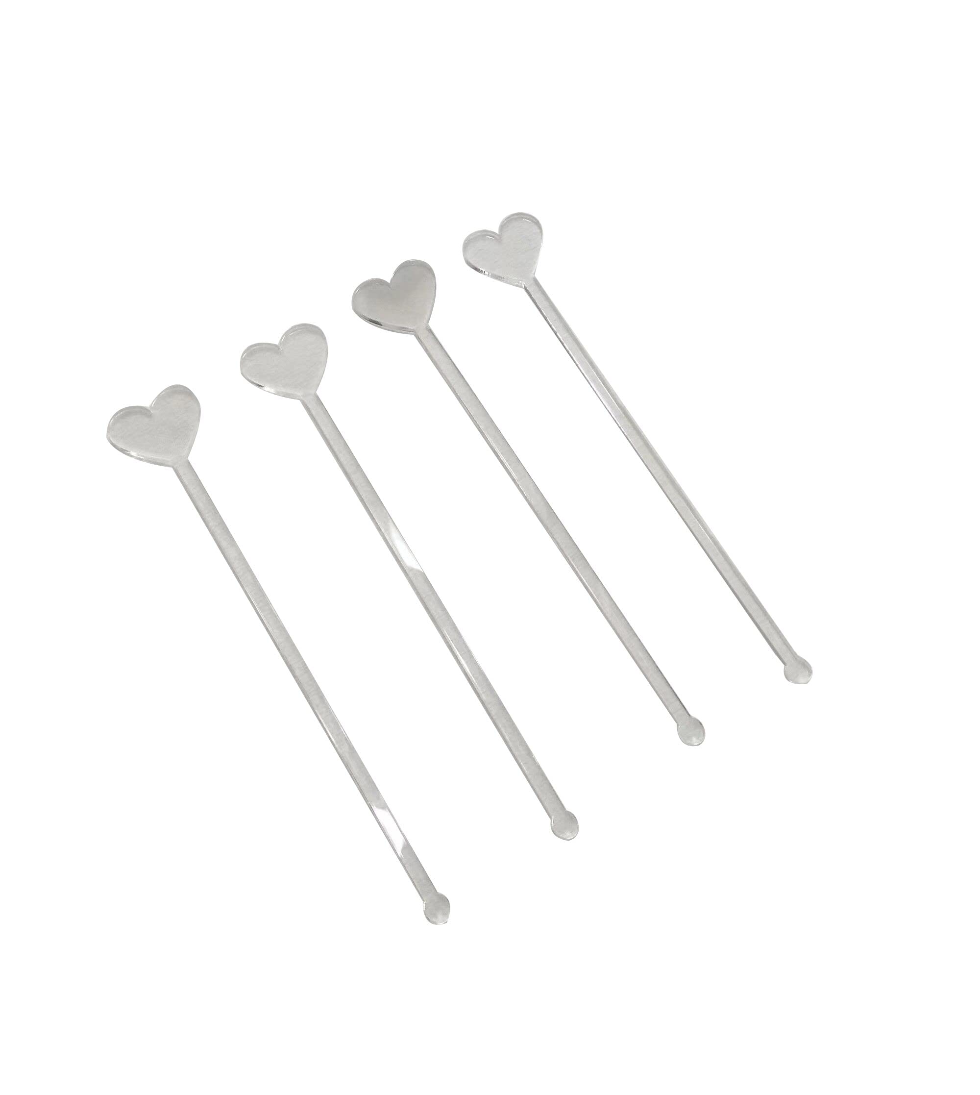 XIAOYUE 20pcs of Blank Acrylic Drink Stirrers,Hearts Acrylic Personalized Drink Stirrer,Stirrer For Birthday Party, Wedding Drink Charms (Clear)