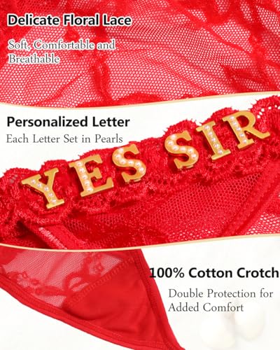 Image of Sexy Underwear for Women Lace Panties Sexy Thong with Funny Rhinestone Letters for Couple Gifts