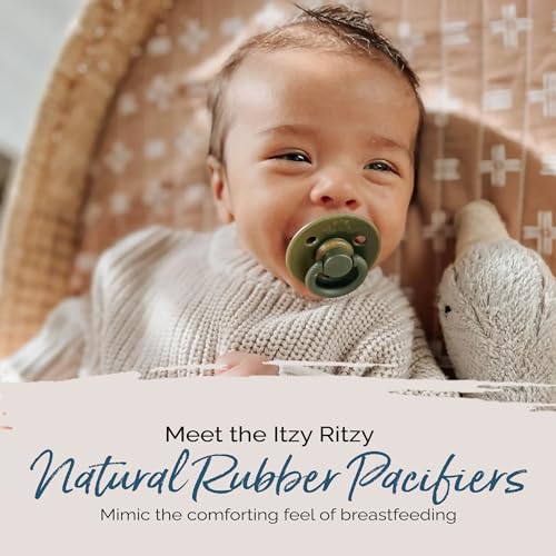 Image of Itzy Ritzy Natural Rubber Newborn Pacifiers - Baby Pacifiers with BPA-Free Cherry-Shaped Nipple & Large Air Holes for Added Safety - Set of 2 Binkies in Camo & Midnight (Ages 0 - 6 Months)