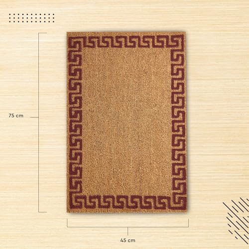 Image of Encasa XO Coir Door Mat for Home Entrance, Anti Slip PVC Back Natural