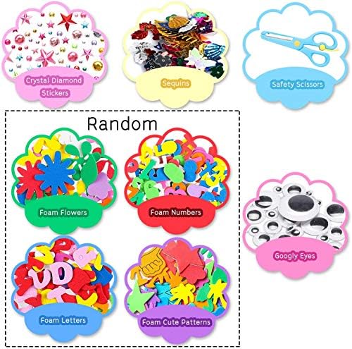 WATINC 1000Pcs DIY Art Craft Kit for Kids Creative Pompoms Pipe Cleaners Feather Foam Flowers Letters Crystal Sticker Felt Wiggle Googly Eyes Sequins Button Colorful Wooden Sticks Paper Party Supplies 4 51oe5PFKrTL. AC