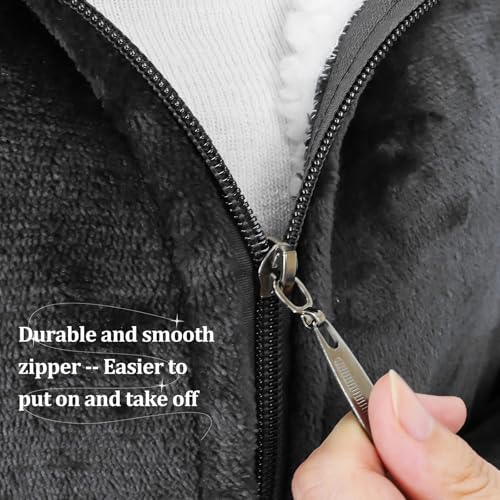 Image of Oversized Wearab Blanket Hoodie, Cozy Flannel Blanket with Sleeves and Zipper for Women, Mens, Teens