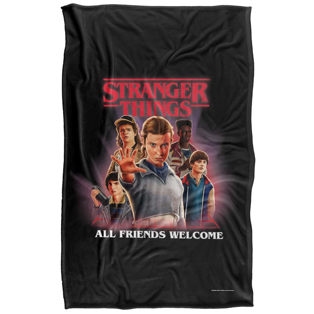 Stranger Things All Friends Welcome Poster Super Soft Snuggle Blanket with Silky Touch - 91 x 147 cm