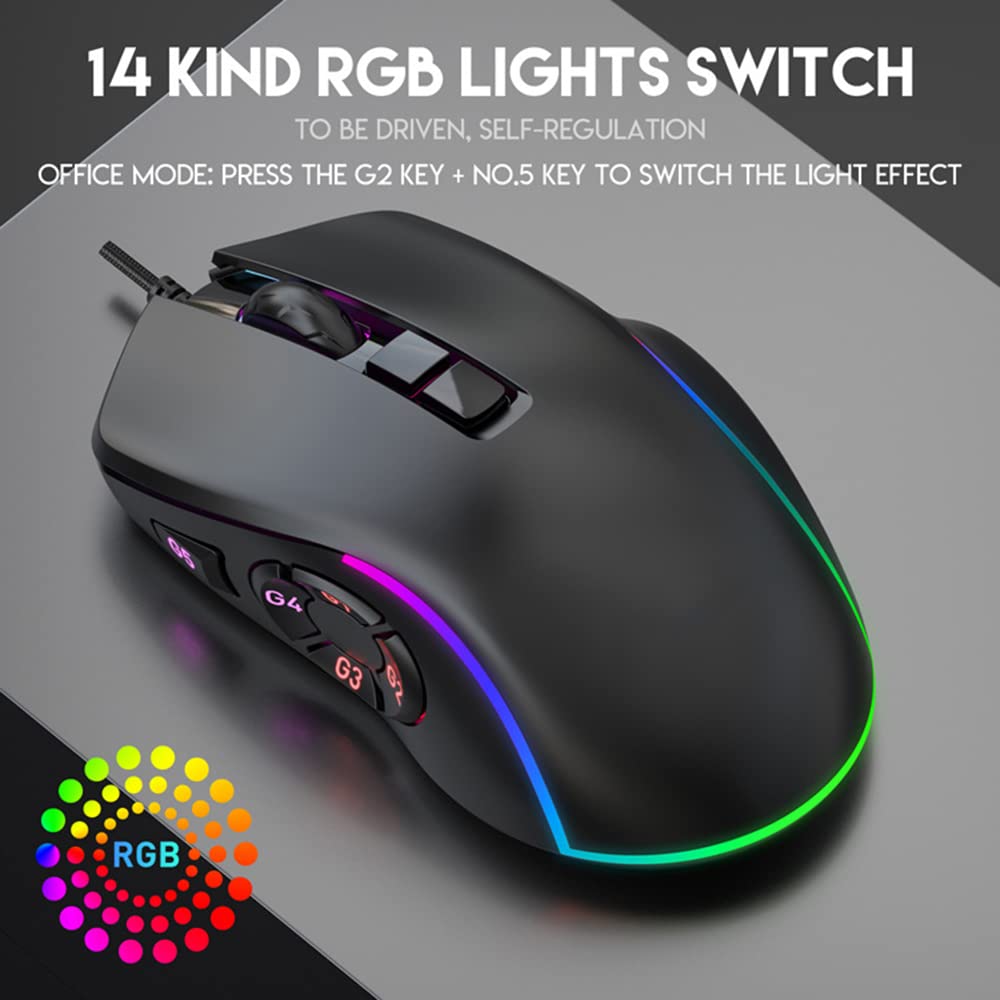 Mysz do gier 6D komputerowa mysz przewodowa ergonomiczna konstrukcja RGB światło optyczne myszy do laptopa PC