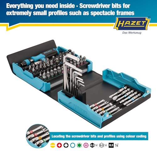 Image of HAZET Smartcase Bit Set 2200SC-1 I 69-Piece Tool Bit Set, Drive: Hexagon 6.3 Mm (1 /4 Inch), For Manual Operation I Mobile Tool Case