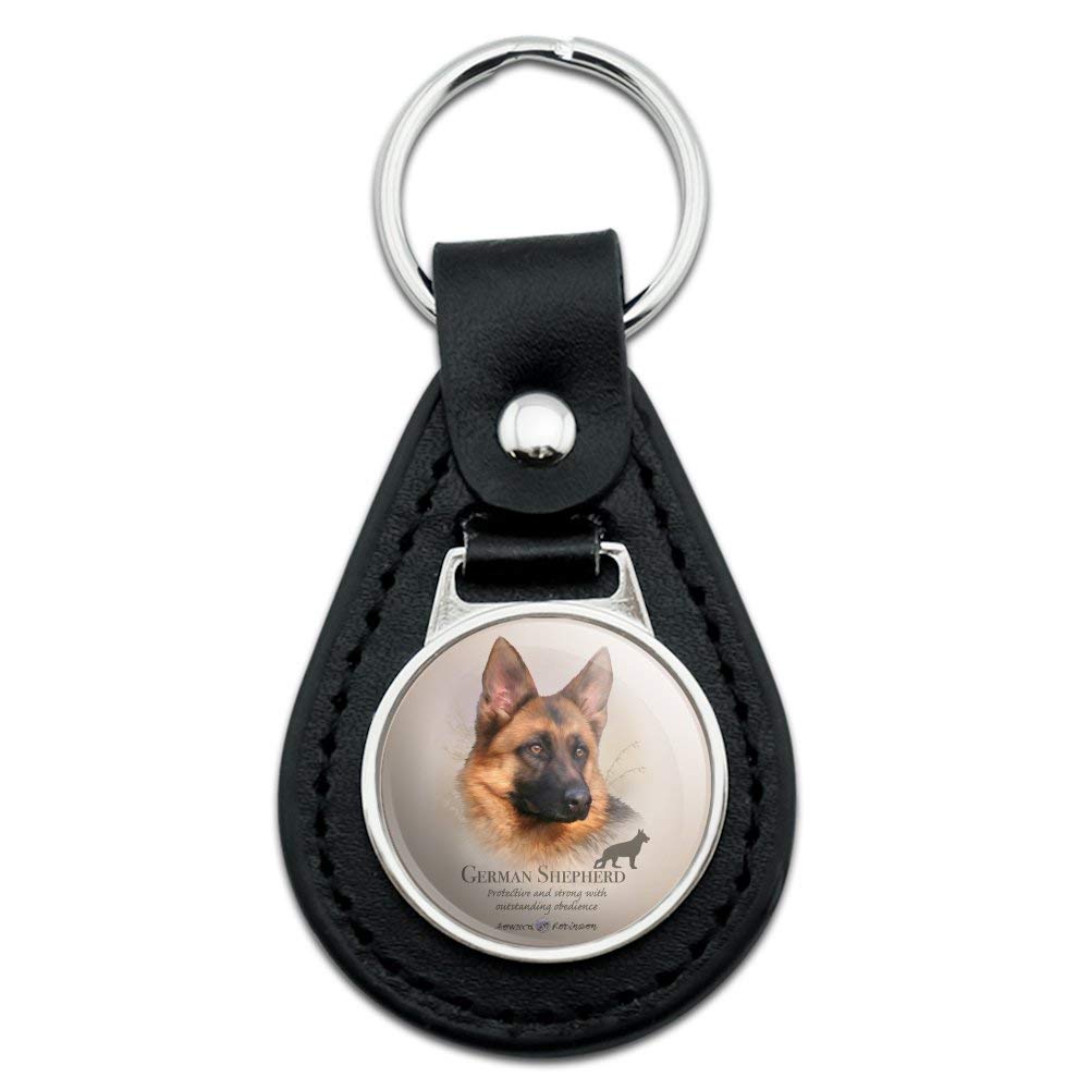 GRAPHICS & MOREBlack Leather German Shepherd Dog Breed Keychain