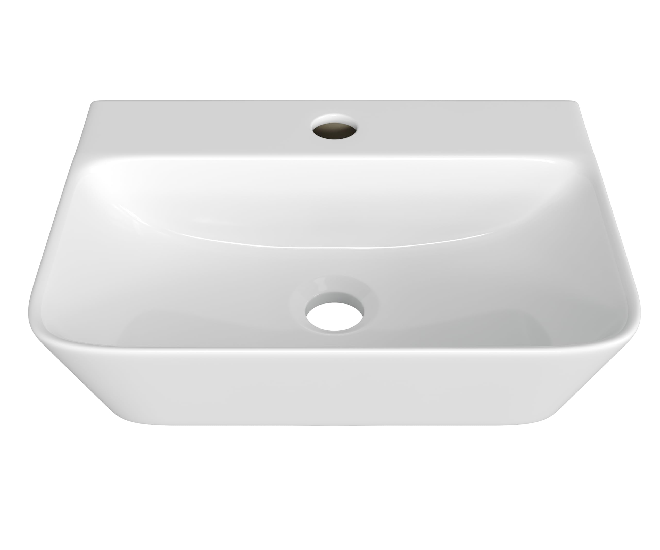 HOROW Lavabo de baño rectangular de 40 cm, moderno color blanco, sin rebosadero, con orificio para grifo, lavabo pequeño, lavabo colgante para invitados, inodoro