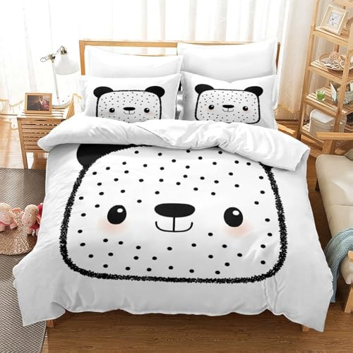 Housse de couette panda 200x200 cm avec sa parure de lit double en microfibre douce - 3