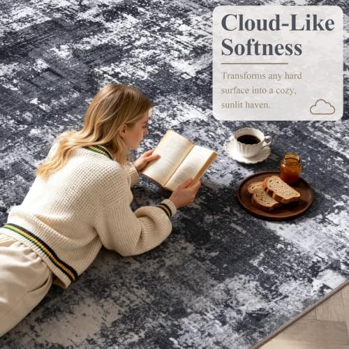 Sasttie 2x3 Throw Area Rug, Modern Abstract Small Rug, Black & White