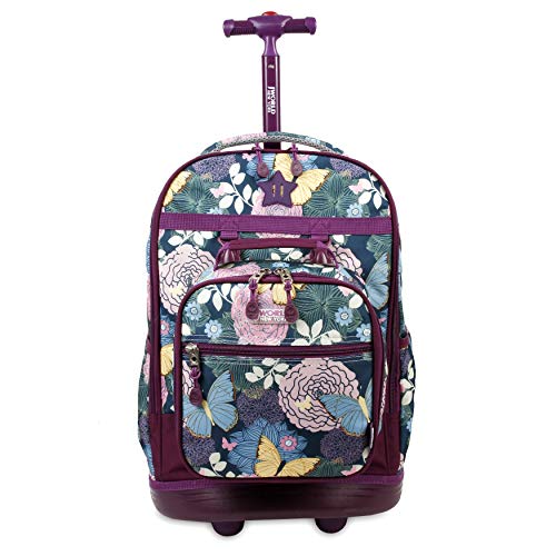 J World Duo Kids Rolling Backpack With Lunch Box Set. School Bookbag on Wheels, Secret Garden3