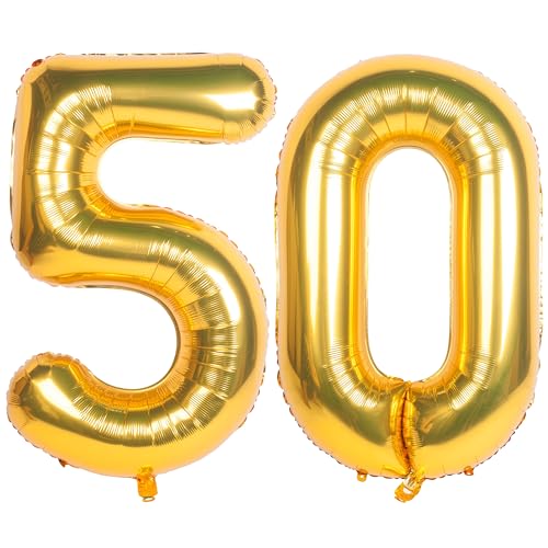 Image of 40 Inch gold Number Balloons 50 Helium Foil Mylar Balloon | Birthday Party banquet Decoration 50