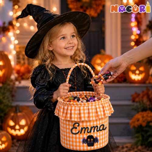 Image of Personalized Halloween Baskets for Kids Personalized Trick or Treat Bag