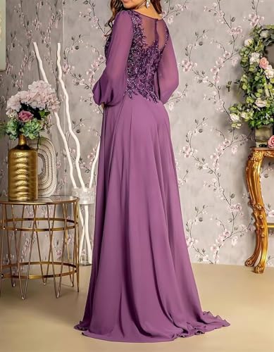 Mother of The Bride Dress A Line Chiffon Prom Dresses Lace Applique Formal Evening Gown with Sleeve for Women3