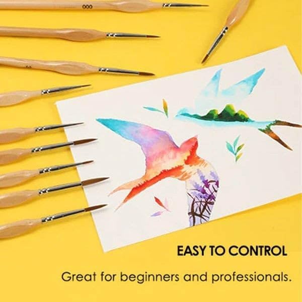 Image of 11 Pcs Miniature Detail Paint Brush Set with Natural Wood Handle,2024 New Miniature Paint Brushes,Mini Small Painting Brushes for Art, Crafts, Acrylic, Watercolor, Oil, Model, Face(Blue)