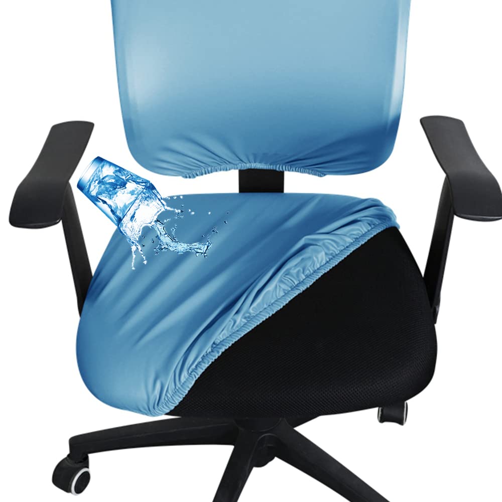 Bestenrose Waterproof Office Desk Chair Cover PU Leather Computer Chair Covers Chair Slipcovers Removable Rotating Chair Seat Cushion Protector Cover (Blue, Chair Seat Cover) — image 1