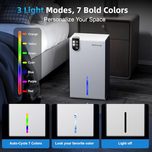 Image of 98 OZ Small Dehumidifier for Home 1000 Sq Ft, Quiet Dehumidifier with Drain Hose, Auto Shut-Off, Sleep Mode, 7-Color Light for Basement, Bedroom, Bathroom, Closet, RV (Cream Black)