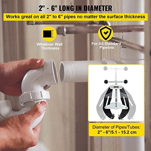 Image of VEVOR Pipe Clamp, 2 to 6 in, High Strength Ultra Clamp with Quick Acting Screws, Steel Pipe Alignment Tool with Lightweight Design, Black