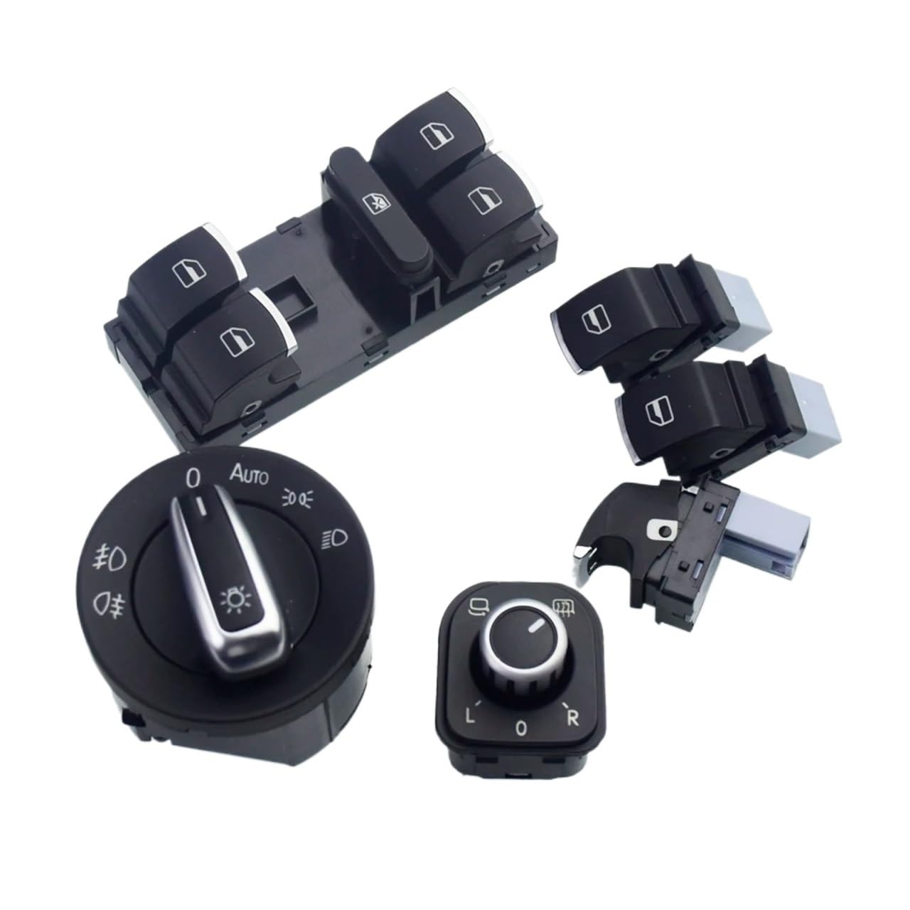 Chrome Faro Interruttore + Power Window Master Switch Per VW Per Golf 5 6 Mk5 Per Jetta Per Passat B6 Per Touran 5ND941431B 5ND959855 interruttore specchio laterale(UN)