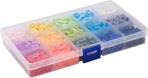 Miniatura 3 de 1995-2100 cuentas redondas planas de arcilla polimérica de 15 colores Heishi hechas a mano disco Rondelle cuentas espaciadoras sueltas de 0.315 x