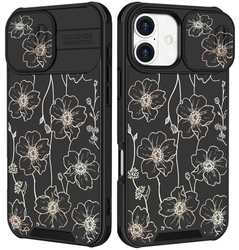 Image of Funermei for iPhone 17 Case - Women Girls Cute Phone Cover Pretty Girly Aesthetic Black Butterfly Unique Design with Slide Camera Cover and Dual Protection Funda for iPhone 17 Case