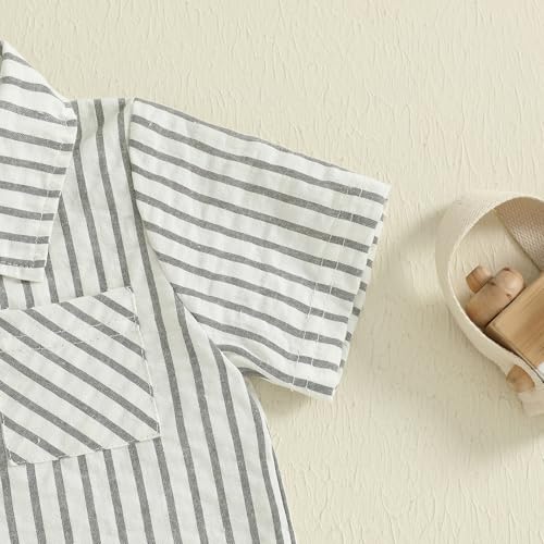 Haut boutonné et short rayé ensemble d'été respirant bébé garçon - 6