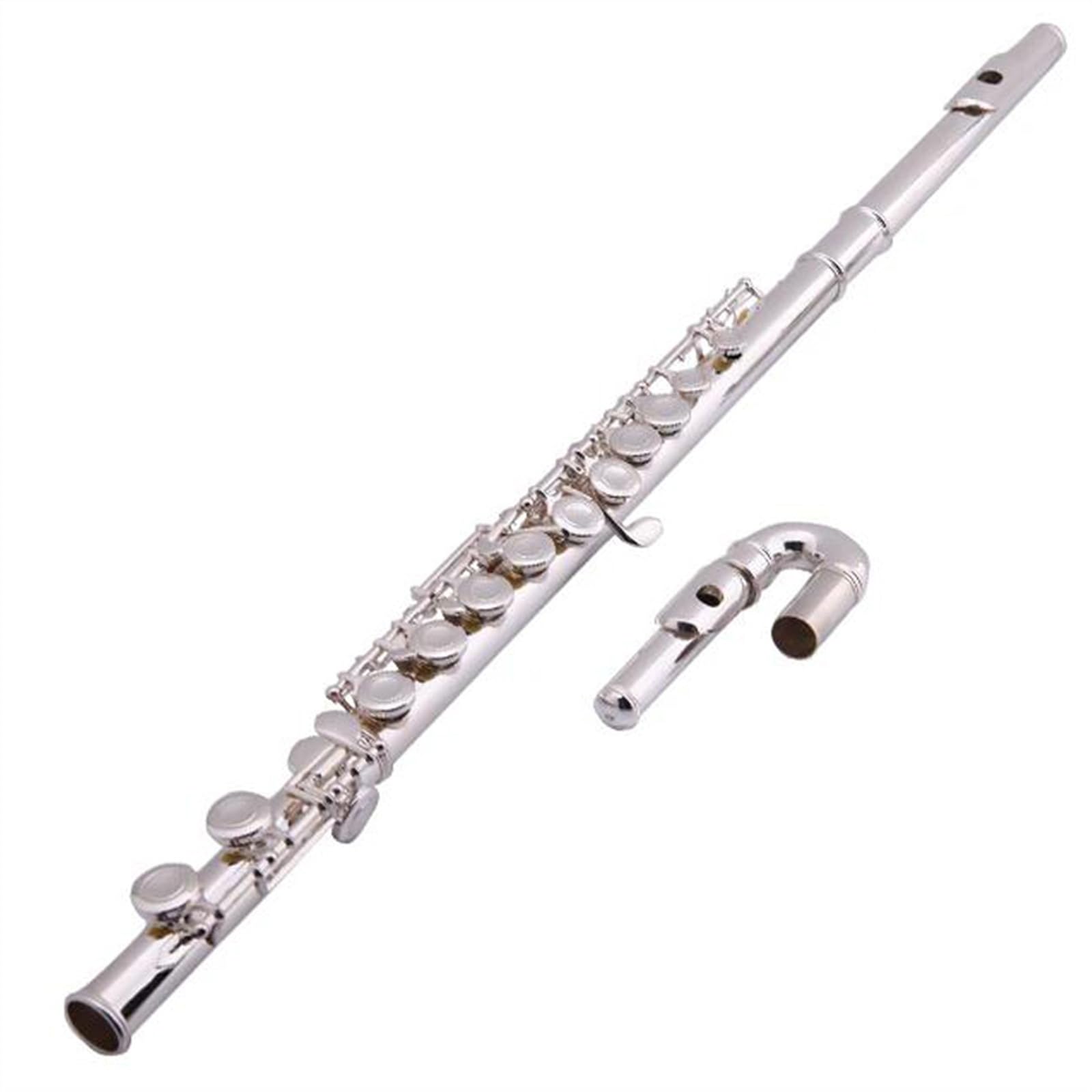 Professionale Flauto Traverso Giunti a testa curva Divisi 16 tasti Foro chiuso C TuneFlute Corpo in cupronichel Chiavi in ​​nichel argento Flauto con custodia