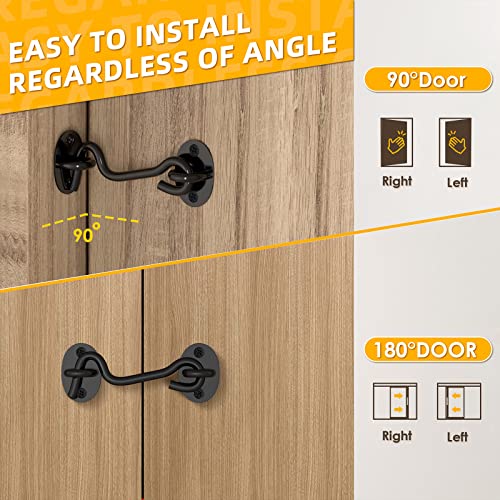 Barn Door Lock Gate Latch - Upgrade 4 Inch Heavy Duty Hook And Eye Latch Screen Door Latches Hardware Gate Lock For Bedroom Door Sliding Door Closet Window Cabinet Bathroom Outdoor Fence #TOP3