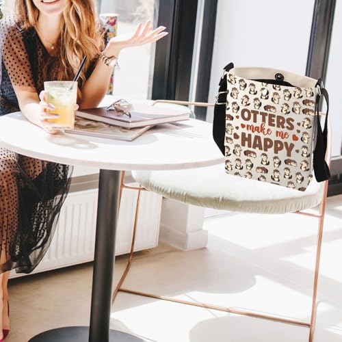 Otter Crossbody Bag Otter Gifts for Otter Lovers Gifts Sea Otter Gift Otters Make Me Happy Cross Body Bucket Bag with Strap4