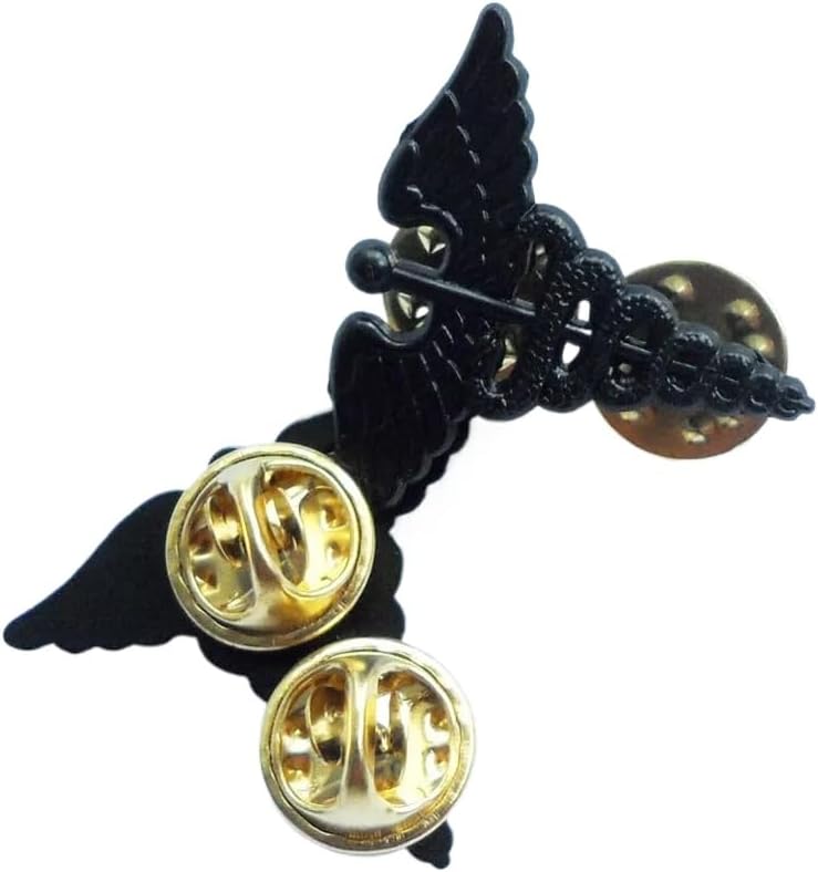 Reproduction BLACK PAIR US ARMY MEDICAL SERVICE CORPS OFFICER COLLAR BADGE PIN INSIGNIA