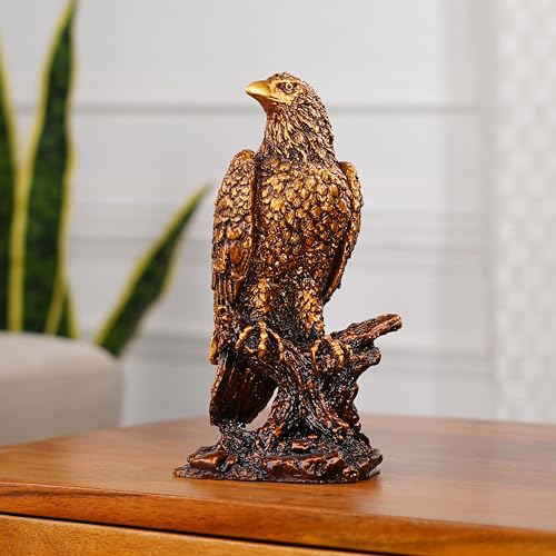 Image of Artarium Mighty Golden Eagle Showpiece Beautiful Bird Statue Feng Shui Bird Figurine Sculptures Handmade Decorative Showpiece for Home Decor Pooja Room Gifting (Mighty Eagle Antique 8.66 Inch)