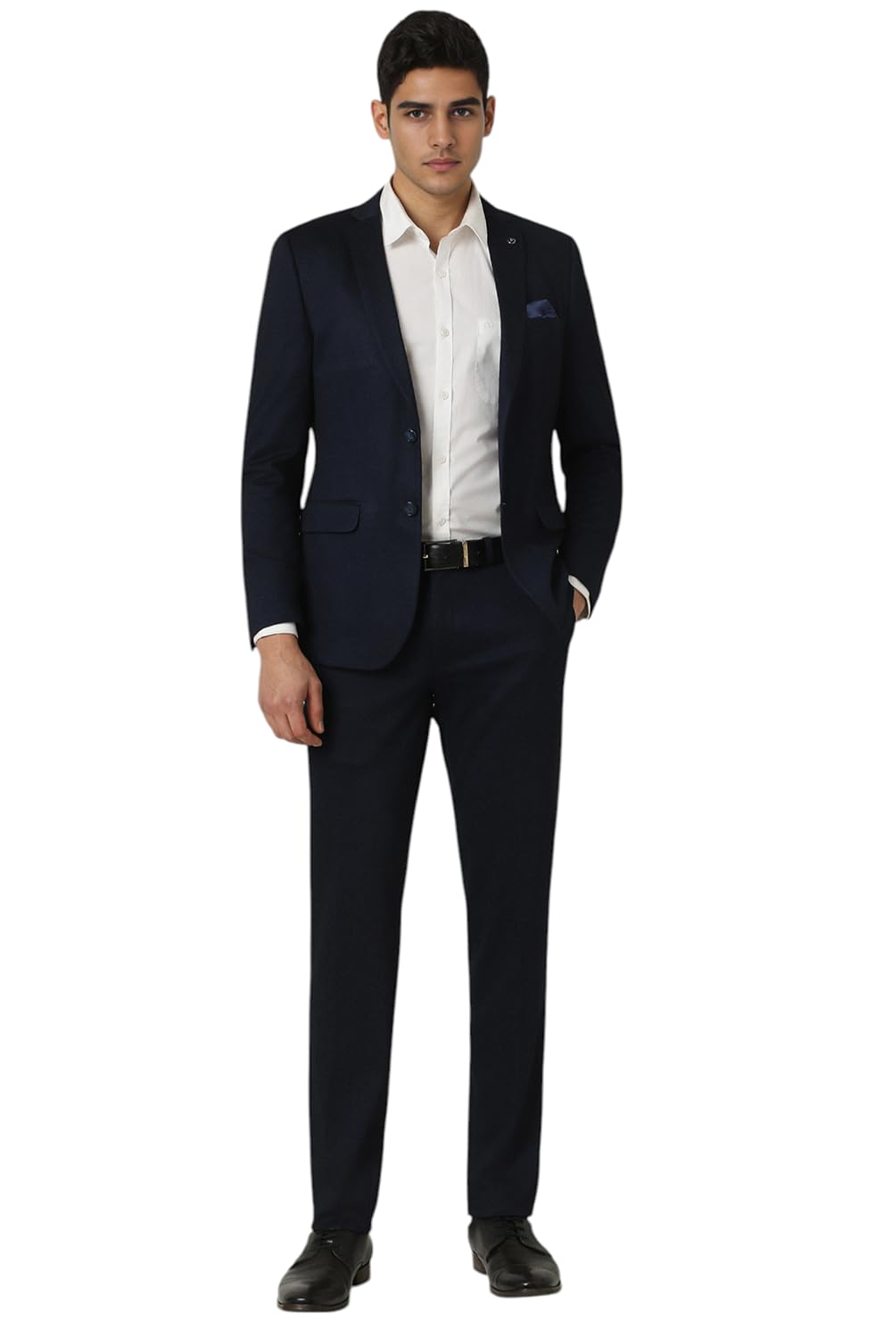 Men Navy Textured Ultra Slim Fit Formal Two Piece Suit-image-27