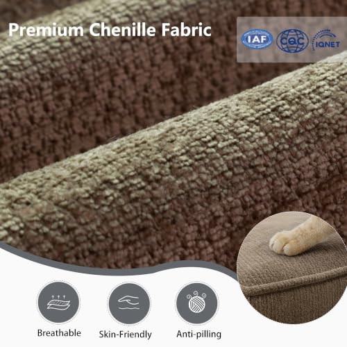 Image of Ihanherry 112 inch Modular Sectional U-Shaped Sofa, Modern 6-Seat Cloud Couch with 2 Storage Ottomans, Soft Chenille Fabric Sectional Set for Living Room Bedroom Apartment, Brown