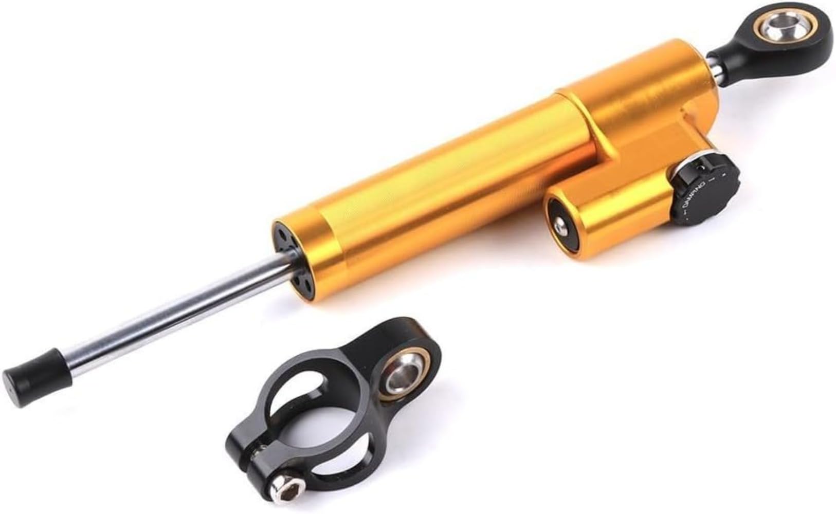 256 mm Motorrad-Lenkungsdämpfer Stabilisator, Motorräder Straßenrad Sport Fahrrad Rennrad Kohlefaser, Motorrads Lenkerdämpfer Lenkerhalterung Dämpfer (gold)