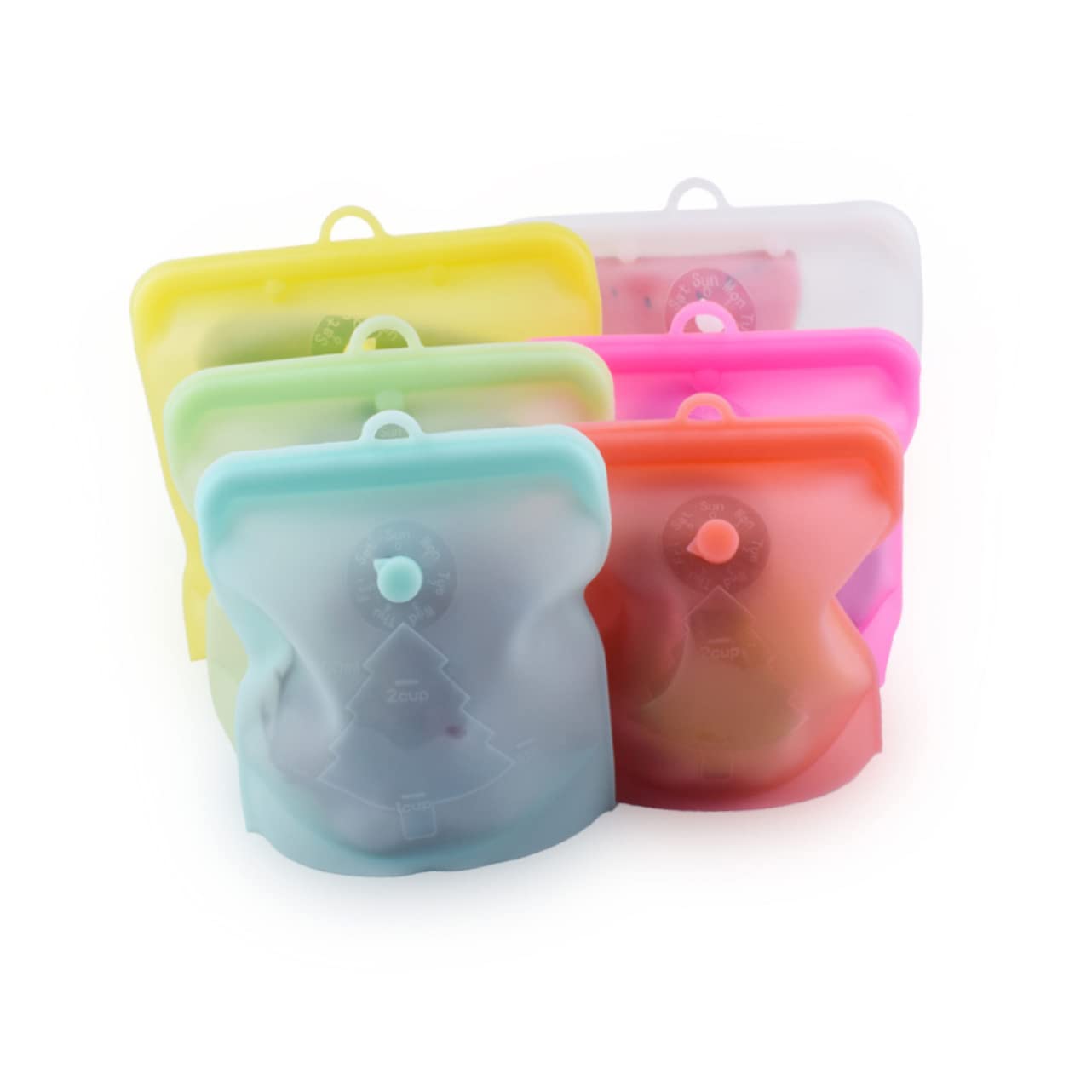 FRCOLOR 3pezzi Sacchetti Per Alimenti Riutilizzabili Silicone Di Borse Per Congelatore Impermeabili e Sigillabili Per Frutta Snack e Alimenti Freschi