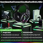 WG1 Bluetooth Headset, 2,4G Wireless Gaming Headset mit Mikrofon für PS5, PS4, PC, Switch, Mac, Faltbarer Surround Sound Noise Cancelling Kopfhörer mit LED Licht, Über 50 Stunden Akkulaufzeit – Bild 5