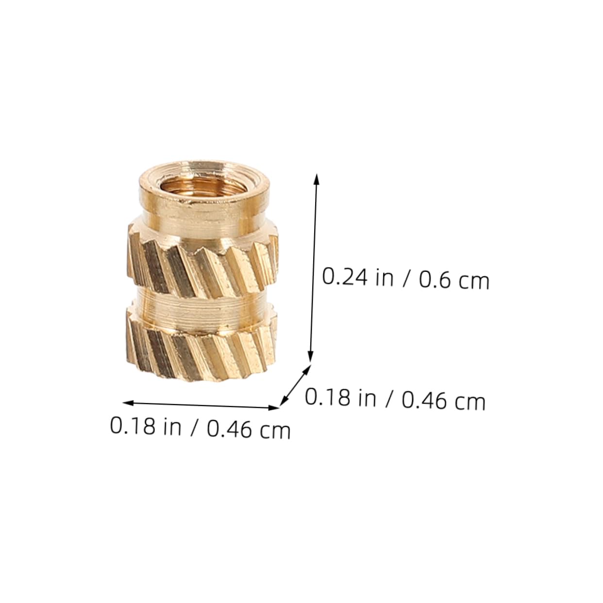 100pcs Copper Knurled Threaded Inserts, 0.5mm Pitch Heat Embedded