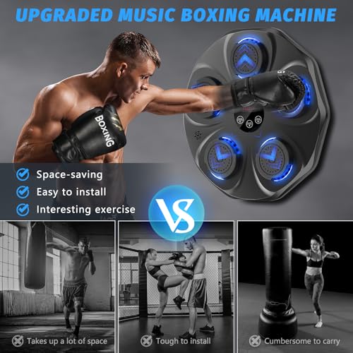 TGLLM Music Boxing Machine, Interactive Punching Trainer with Boxing Gloves, Large Size Wall Mounted Electronic Boxing Target for Adults Kids, 9 Modes & 9 Speeds, 1 Pcs - Image 3
