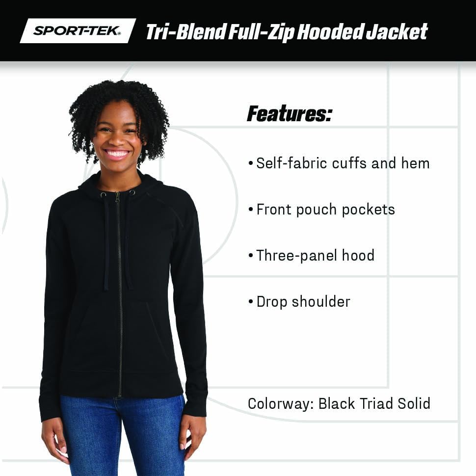 SPORT-TEK Women's PosiCharge Tri-Blend Wicking Fleece Full Zip Hooded Jacket - Image 5
