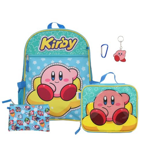 BIOWORLD Conjunto de mochila unissex Kirby de 5 peças (criança pequena/criança grande), amarelo, tamanho único
