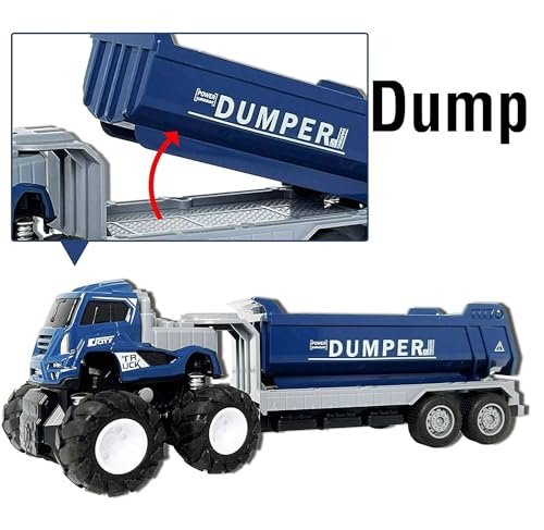 Image of Friction Power Dump Truck Toys for Kids Boys Girls 1:43 Inertia die cast Model Metal Truck Pull Back Vehicle 4wd Transport Dumper Trailer Excavator Toy car (Multicolor)