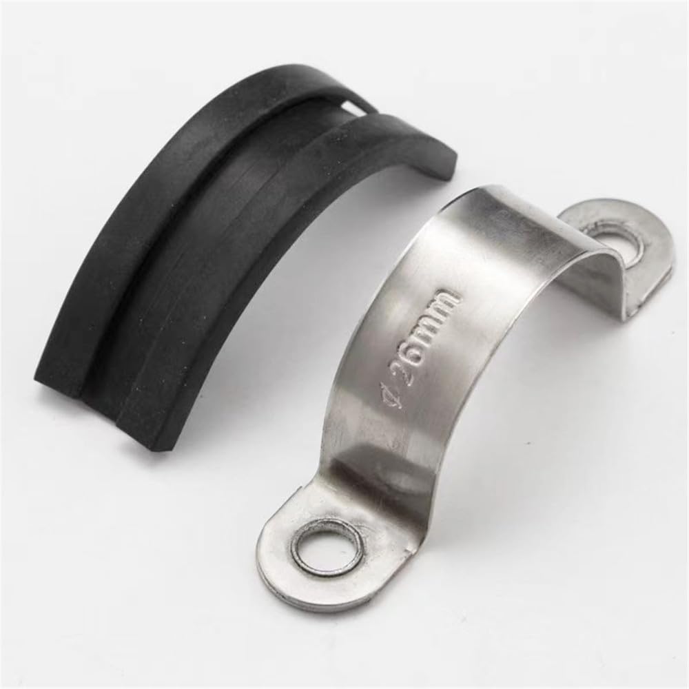304 Carte de Tube Ohm en Acier Inoxydable Type U/R Collier de Serrage de Tuyau d'eau Bande de Caoutchouc Isolation d'absorption des Chocs Cerceau de Gorge de Selle de Cheval, Type R M38 (3 pièce