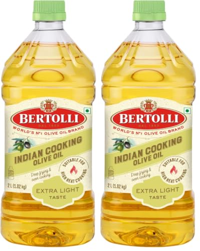Image of Bertolli Indian Cooking Olive Oil 2L | 75% MUFA | Extra Light Taste, Suitable for High Heat Cooking, Frying & Roasting | World's No. 1 Olive Oil Brand (Pack of 2)