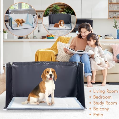 Image of Dog Pee Pad Holder with High Walls, Portable Dog Litter Box for Inside Potty, Splash-Proof Pee Shield Pad Holder Tray for Puppies Small and Medium Dogs