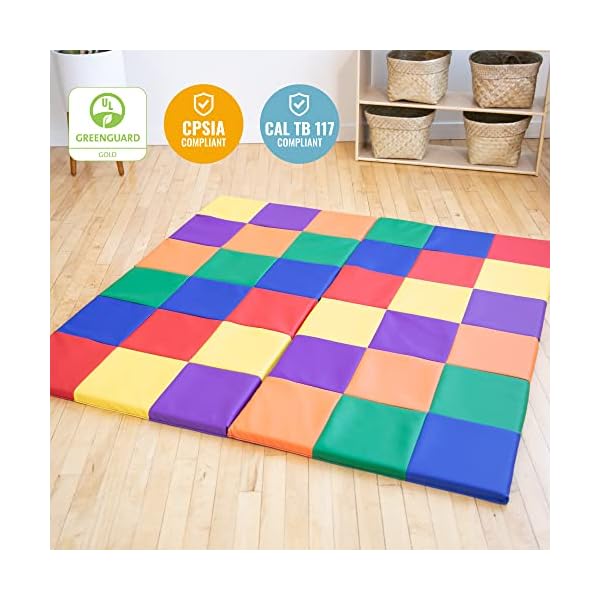 ECR4Kids Softzone Patchwork Spielmatte für Kleinkinder, Schaumstoff, 147,3 cm, quadratisch – Bild 7