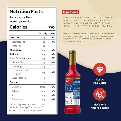 Image of Torani Sour Candy Syrup for Drinks, Flavoring for Iced Tea, Lemonade, Sodas, and Cocktails, Pump Included, 25.4 Oz